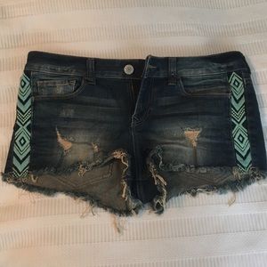Express tribal print jean shorts